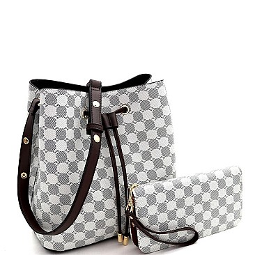 Expandable Strap Drawstring Bucket Monogram Hobo Wallet