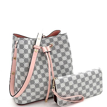 Expandable Strap Drawstring Bucket Monogram Hobo Wallet