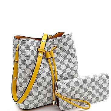 Expandable Strap Drawstring Bucket Monogram Hobo Wallet