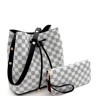 Expandable Strap Drawstring Bucket Monogram Hobo Wallet