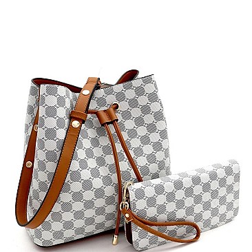 Expandable Strap Drawstring Bucket Monogram Hobo Wallet