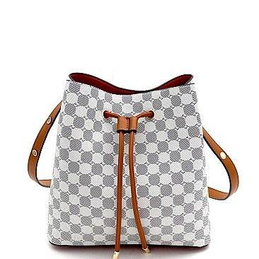Expandable Strap Drawstring Bucket Monogram Hobo Wallet
