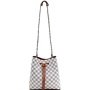 Expandable Strap Drawstring Bucket Monogram Hobo Wallet