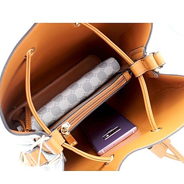 Expandable Strap Drawstring Bucket Monogram Hobo Wallet