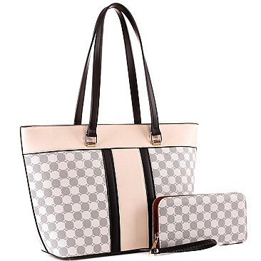 Monogram Two-Tone Shopper Tote Wallet SET
