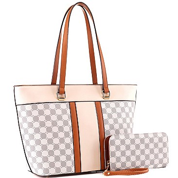 Monogram Two-Tone Shopper Tote Wallet SET