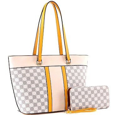 Monogram Two-Tone Shopper Tote Wallet SET