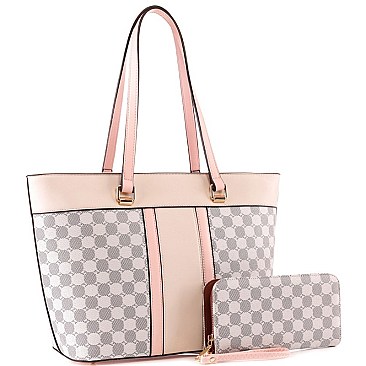 Monogram Two-Tone Shopper Tote Wallet SET