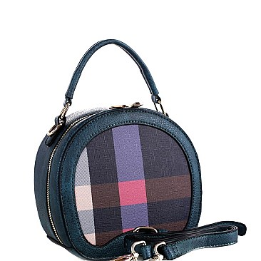 ROUND CHECKERED SATCHEL SHOULDER BAG