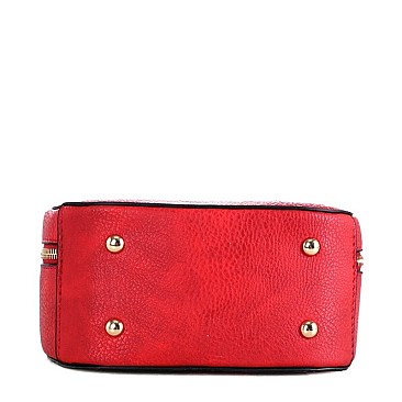 ROUND CHECKERED SATCHEL SHOULDER BAG