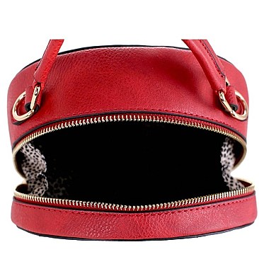 ROUND CHECKERED SATCHEL SHOULDER BAG