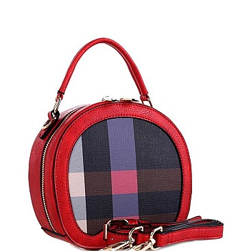 ROUND CHECKERED SATCHEL SHOULDER BAG