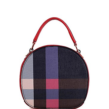 ROUND CHECKERED SATCHEL SHOULDER BAG