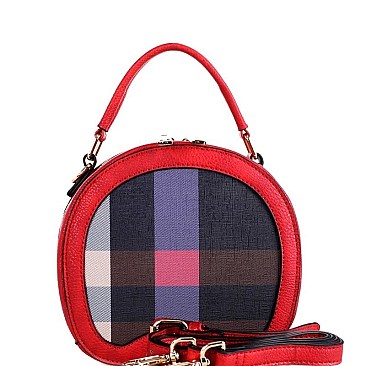 ROUND CHECKERED SATCHEL SHOULDER BAG