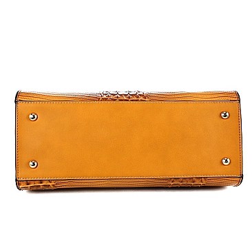 Structured Lizard Pattern 2 in 1 Satchel Wristlet SET