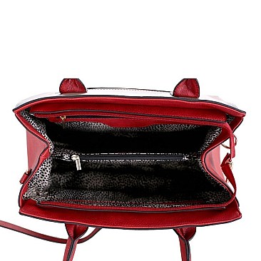 CHECKERED BUCKLE ACCENT TOTE WALLET SET
