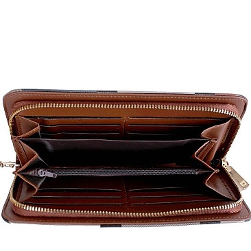 CHECKERED BUCKLE ACCENT TOTE WALLET SET