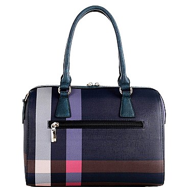 CHECKERED BOSTON SATCHEL & WRISTLET SET