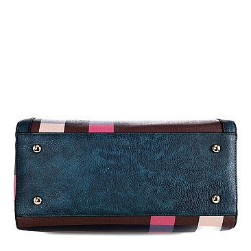 CHECKERED BOSTON SATCHEL & WRISTLET SET