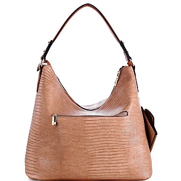 TEXTURED LIZARD PRINT HOBO WRISTLET SET
