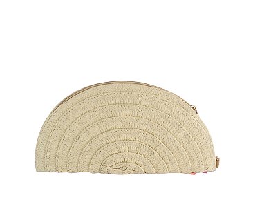 Straw Half Moon Clutch Wristlet