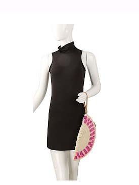 Straw Half Moon Clutch Wristlet