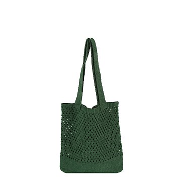 Floral Patch Knit Shoulder Bag Tote
