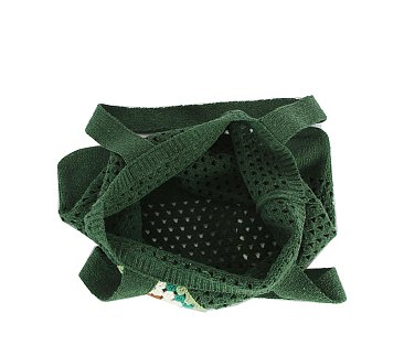 Floral Patch Knit Shoulder Bag Tote