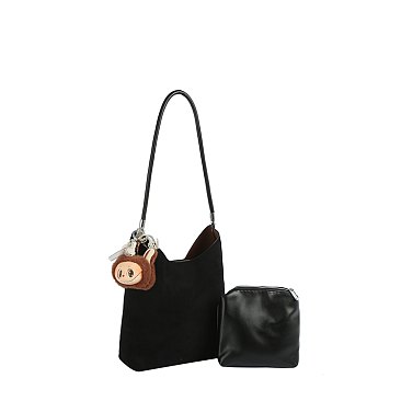 Faux Suede 2-in-1 Shoulder Bag