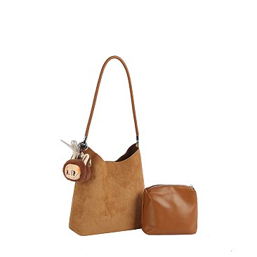 Faux Suede 2-in-1 Shoulder Bag