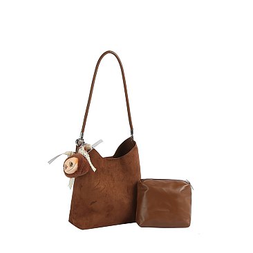 Faux Suede 2-in-1 Shoulder Bag