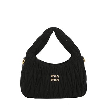 Faux Suede Chevron Quilted Shoulder Bag