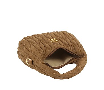 Faux Suede Chevron Quilted Shoulder Bag