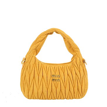 Faux Suede Chevron Quilted Shoulder Bag