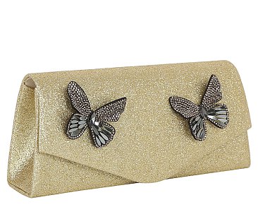 Glitter Butterfly Clutch Evening Bag
