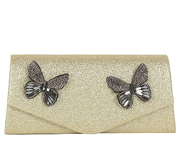 Glitter Butterfly Clutch Evening Bag
