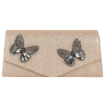 Glitter Butterfly Clutch Evening Bag