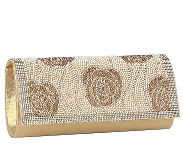 Rhinestone Rose Clutch Evening Bag
