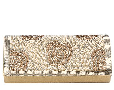 Rhinestone Rose Clutch Evening Bag
