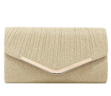 Metallic Satin Envelope Clutch Evening Bag