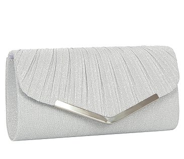 Metallic Satin Envelope Clutch Evening Bag