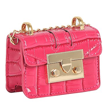 Croc Aligator Flap Mini Crossbody Bag