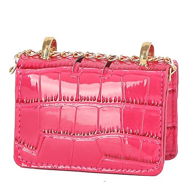 Croc Aligator Flap Mini Crossbody Bag