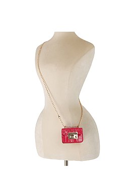 Croc Aligator Flap Mini Crossbody Bag