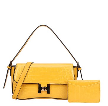 H - Accent Crocodile 2-in-1 Satchel With Wallet