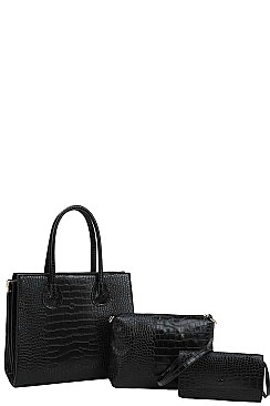 3 IN 1 CROCO PATTERN TOTE CROSSBODY SET