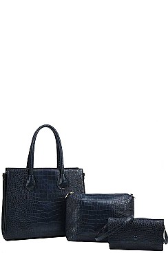 3 IN 1 CROCO PATTERN TOTE CROSSBODY SET