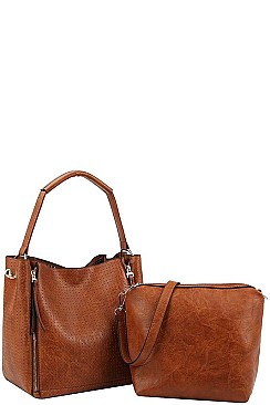 2IN1 SIDE ZIPPER EXPANDABLE SATCHEL WITH LONG STRAP