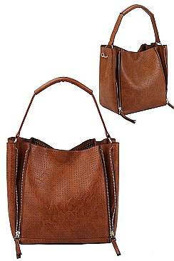 2IN1 SIDE ZIPPER EXPANDABLE SATCHEL WITH LONG STRAP