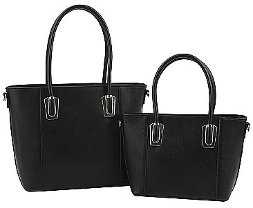2IN1 TRENDY PLAIN DESIGN TOTE WITH MATCHING BAG SET